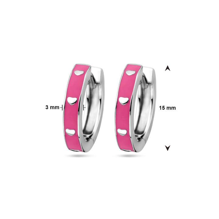 Ohrhänger rosa Emaille, Silber rhodiniert