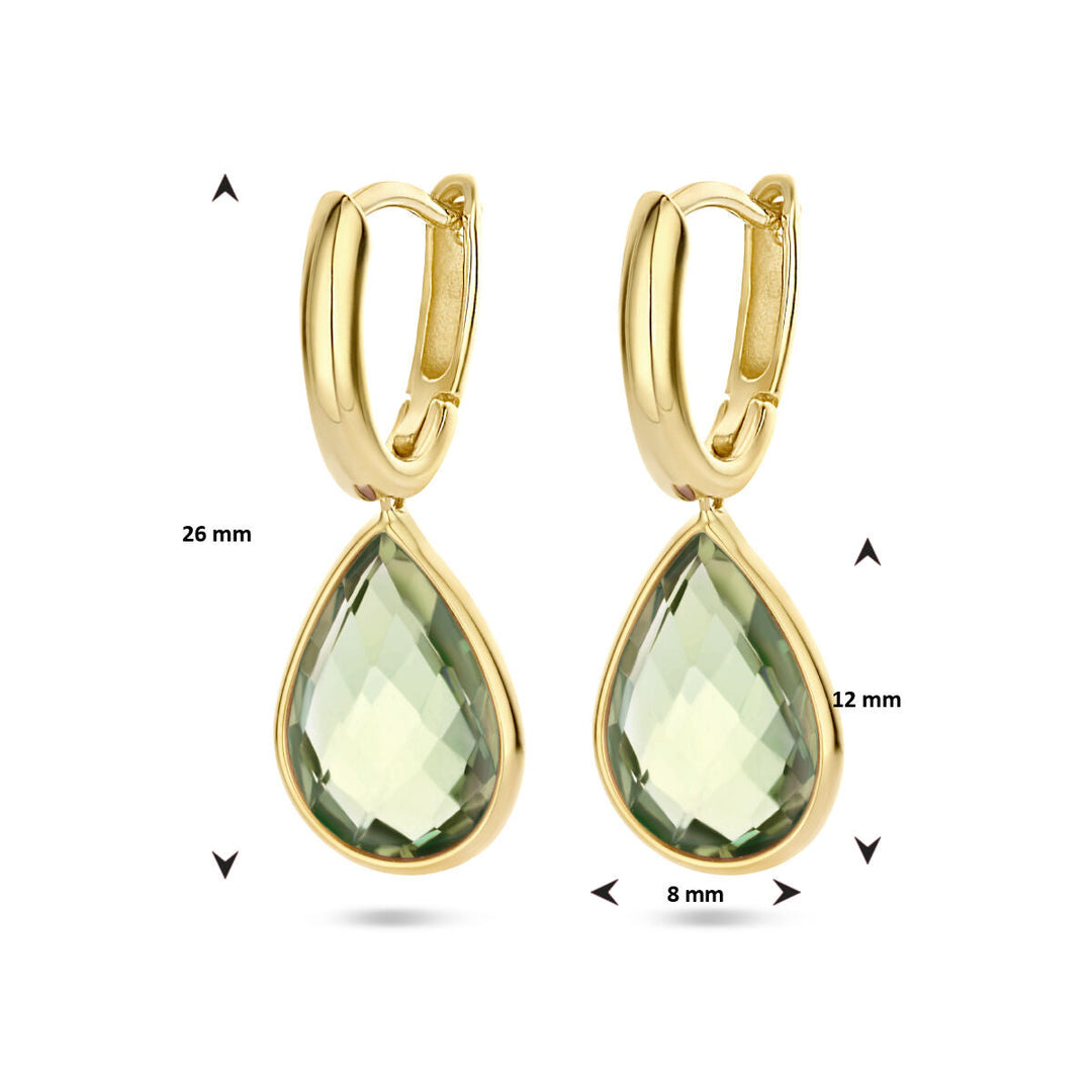 Ohrhänger grüner Amethyst 14K Gelbgold