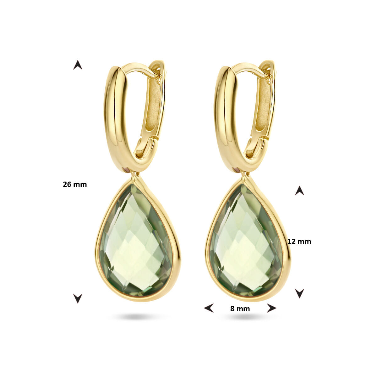 Ohrhänger grüner Amethyst 14K Gelbgold
