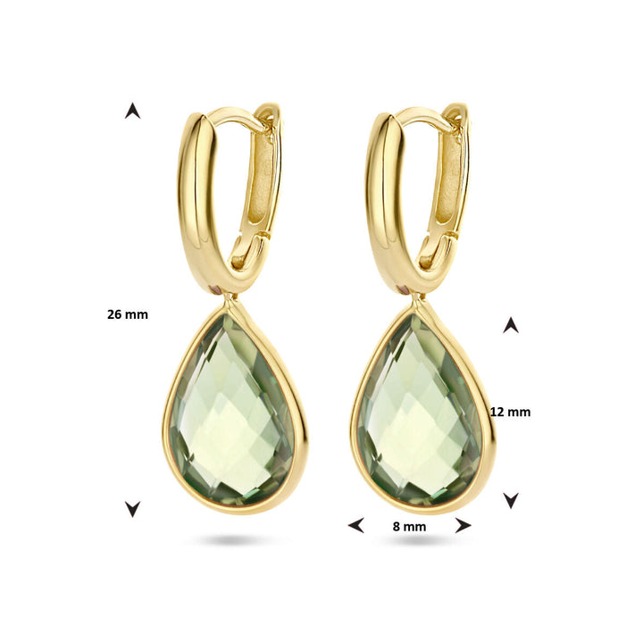 Ohrhänger grüner Amethyst 14K Gelbgold