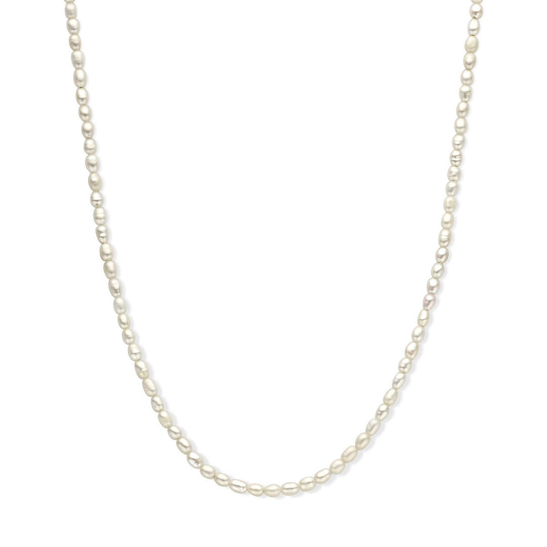 Halskette Perle 3,8 mm 50 + 5 cm Silber rhodiniert