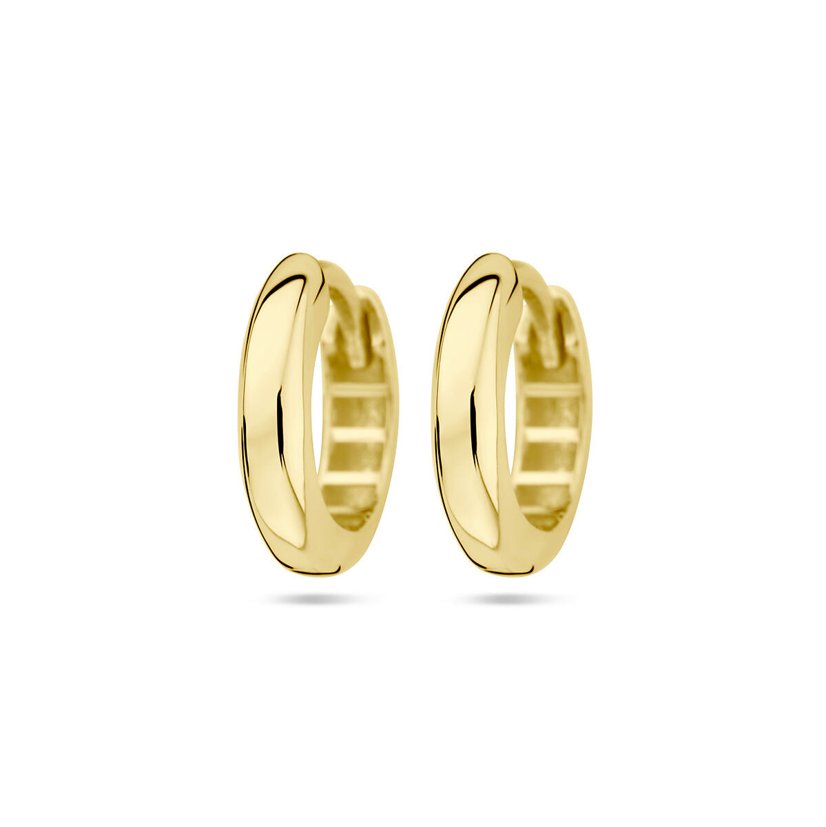 Klapp-Ohrringe aus Gelbgold mit halbrunder Form und glänzender Oberfläche