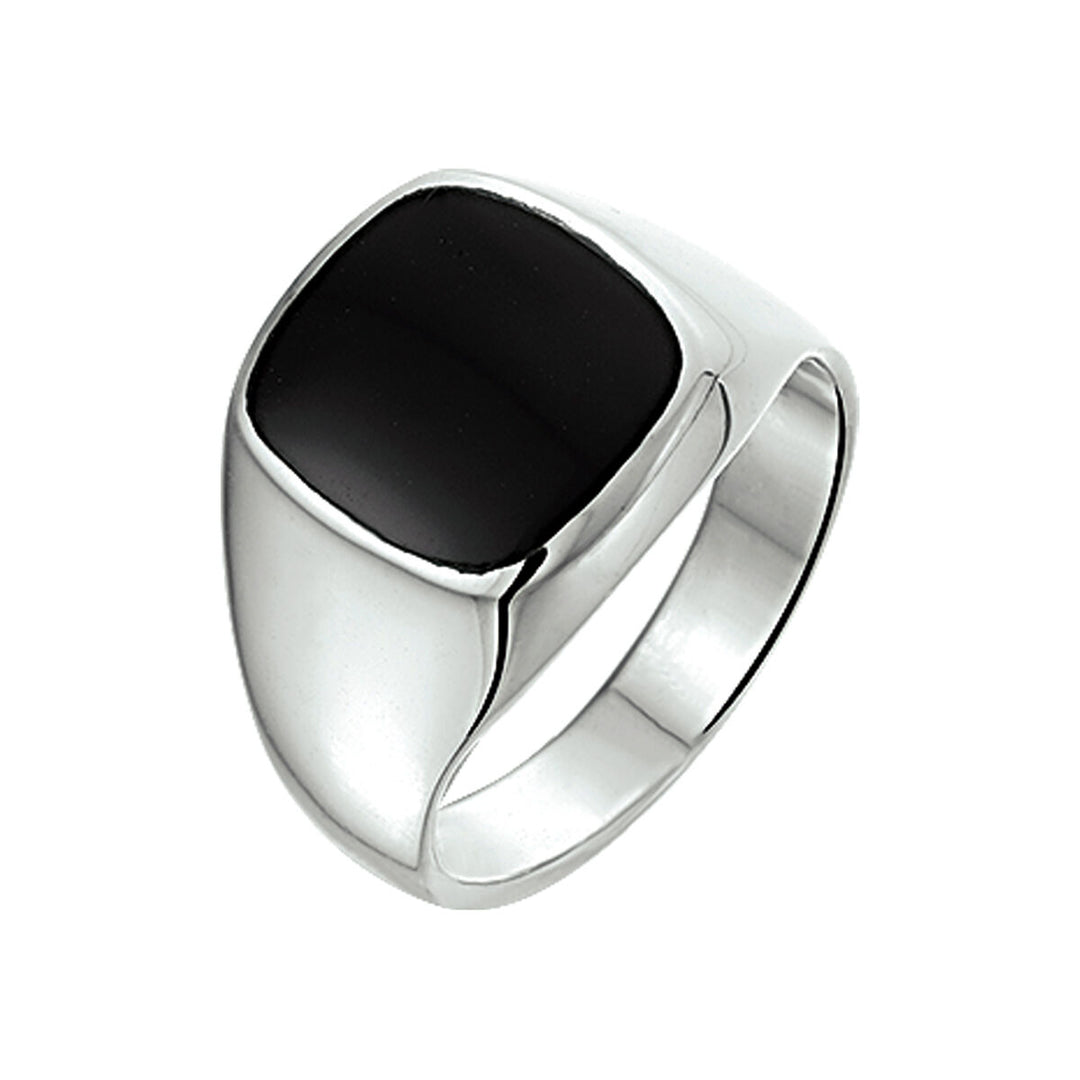 Siegelring aus massivem Onyx Silber weiß 
