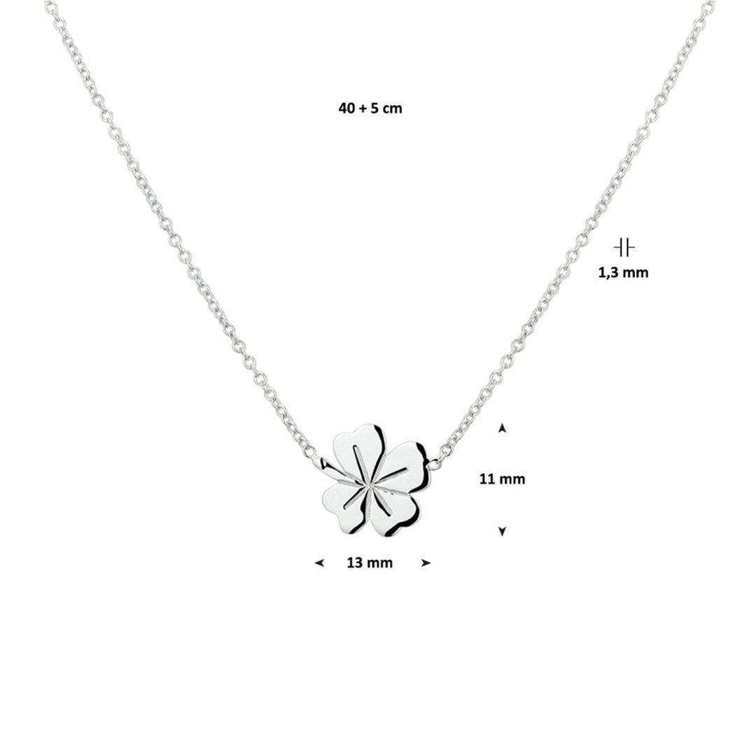 Halskette Kleeblatt 41 + 4 cm Silber rhodiniert