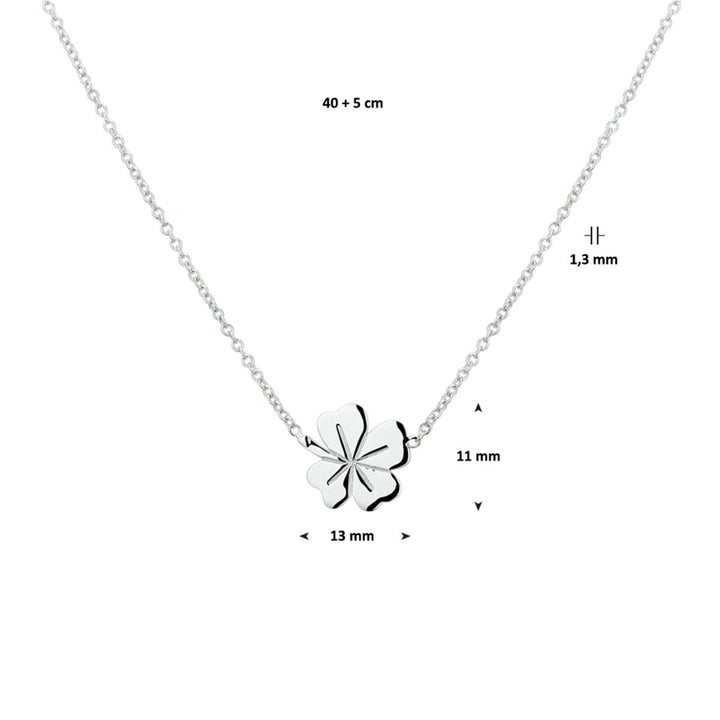 Halskette Kleeblatt 41 + 4 cm Silber rhodiniert