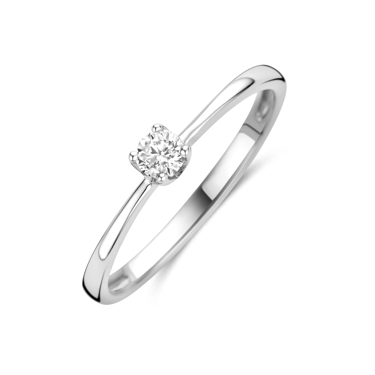 Ring aus rhodiniertem 925 Silber mit einem Zirkonia-Stein in der Mitte