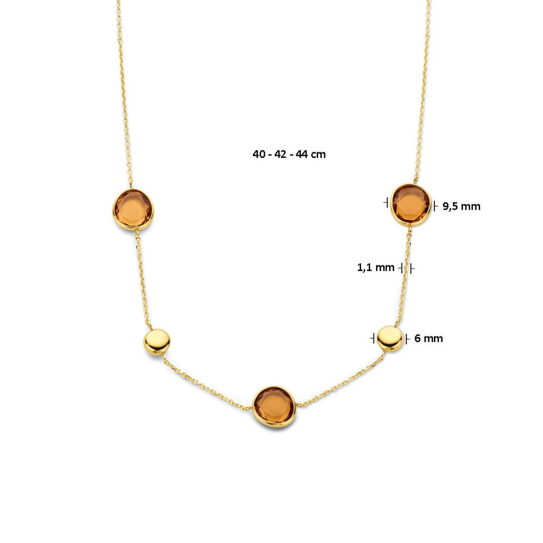 Citrin-Halskette 40 - 42 -44 cm 14K Gelbgold