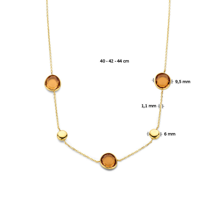 Citrin-Halskette 40 - 42 -44 cm 14K Gelbgold