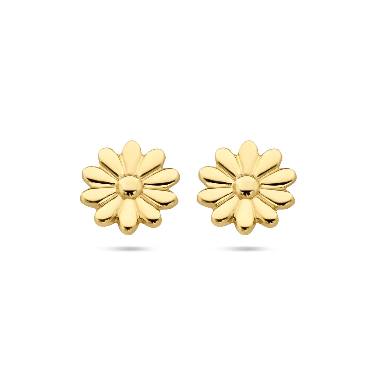 Ohrstecker in Form einer Blume aus 14K Gelbgold mit glänzender Oberfläche