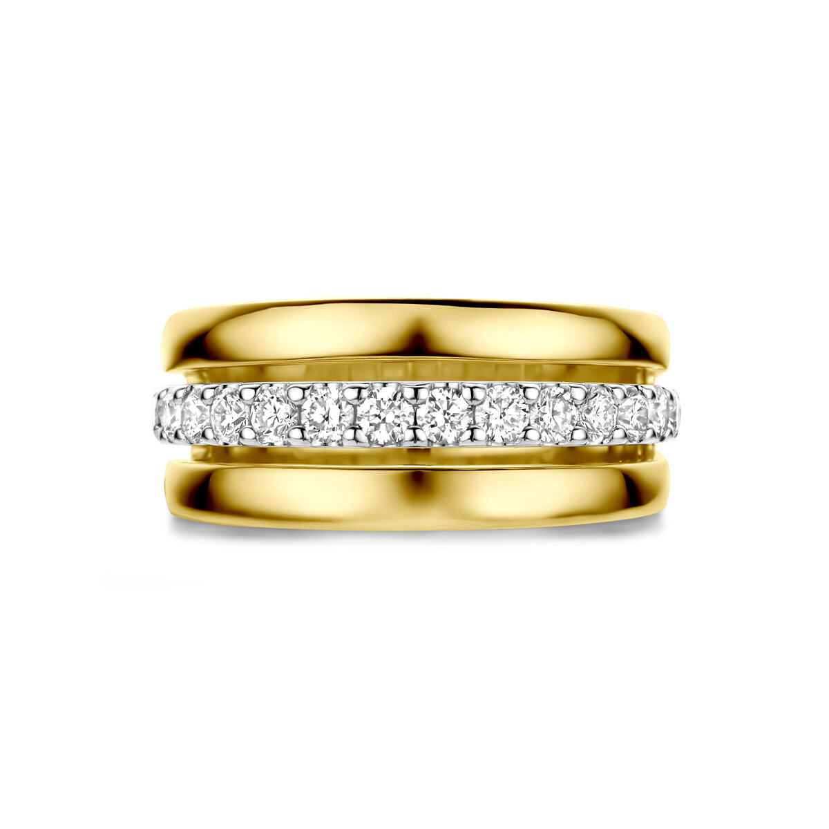 14k Damenring Bicolor mit Diamant – Gelb- und Weißgold