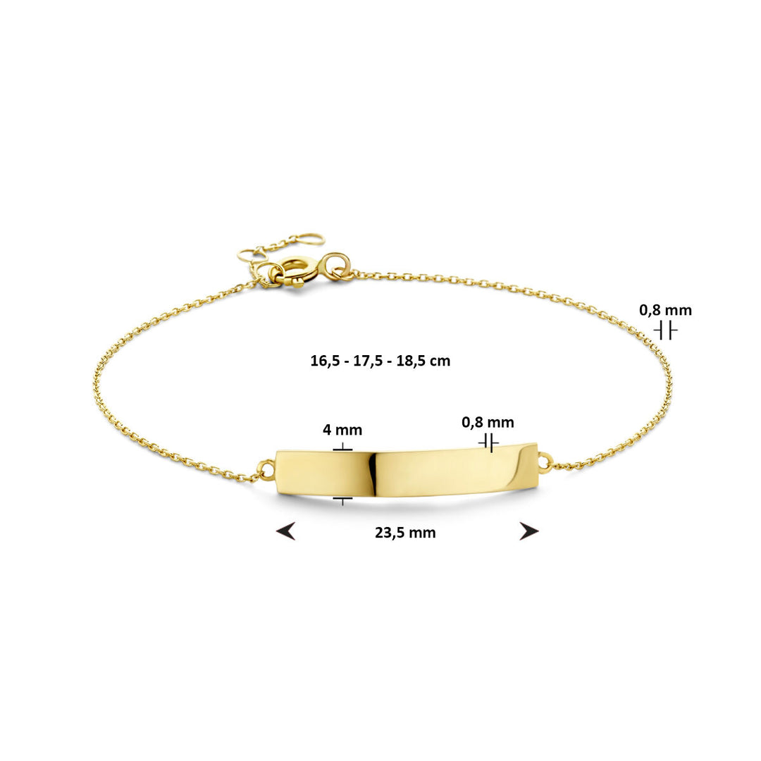 Gravurarmbandplatte 4,0 mm 16,5 - 17,5 - 18,5 cm 14K Gelbgold