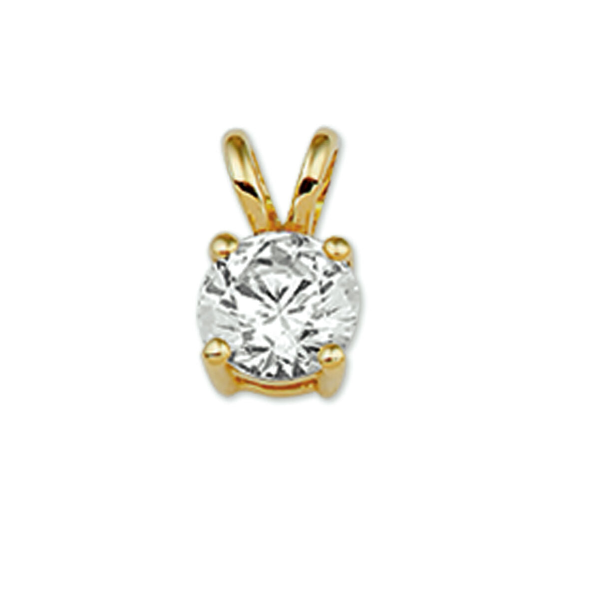 Hänger aus 14K Gelbgold mit rundem Zirkonia in klarer Farbe