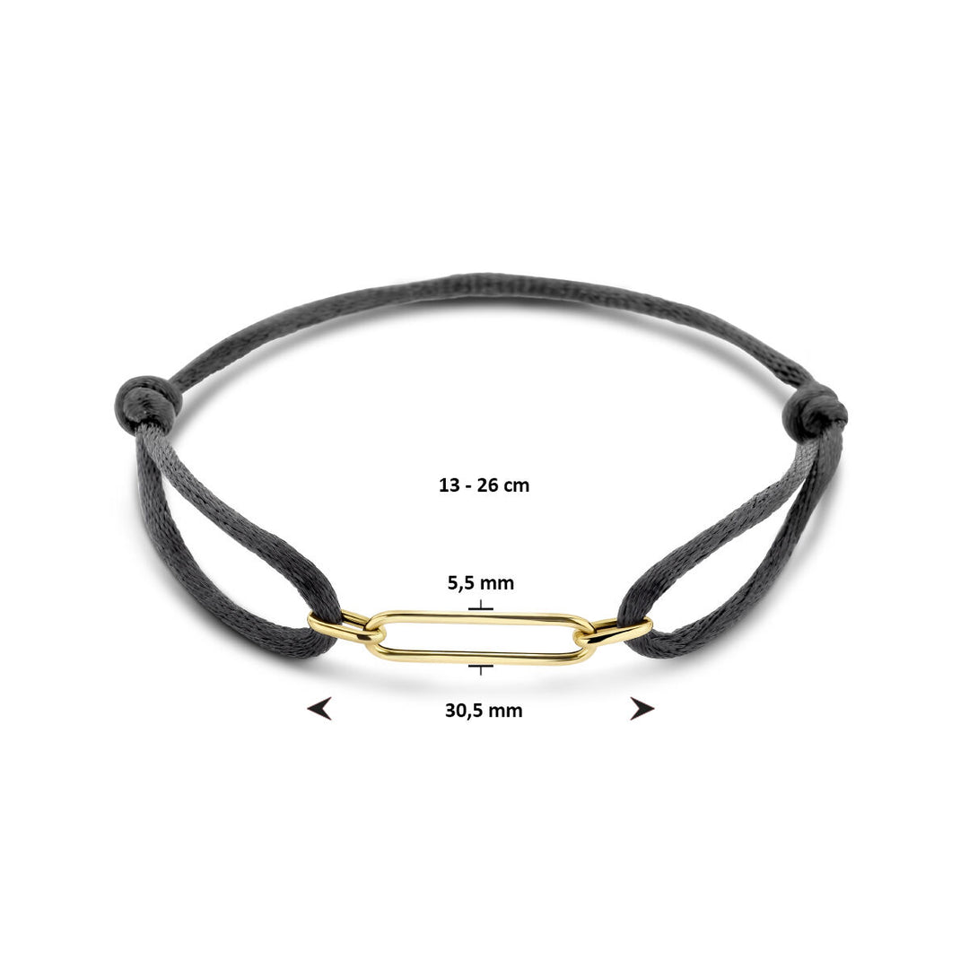 Armband satiniert 14K Gold mit Kautschuk/Nylon/Leder
