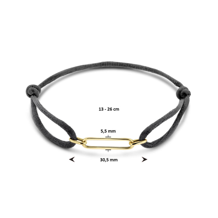 Armband satiniert 14K Gold mit Kautschuk/Nylon/Leder