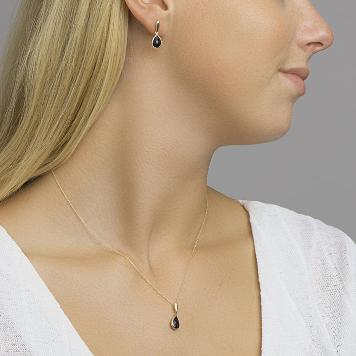 Ohrringe Onyx 14K Gelbgold