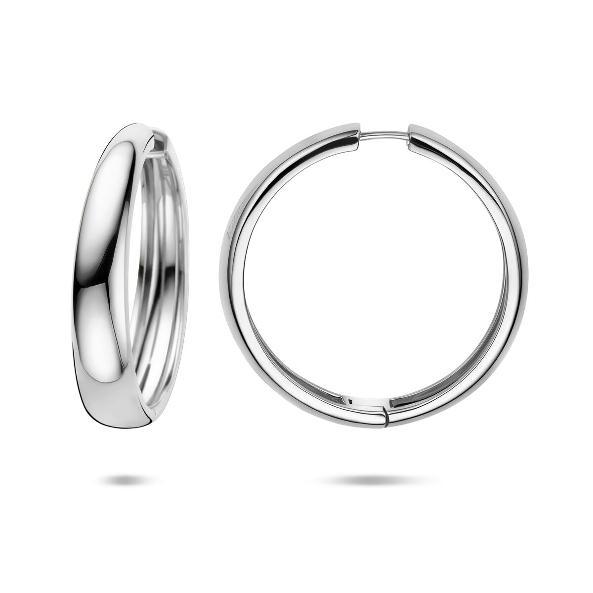 Silberne Klappcreolen für Damen – 40 x 8 mm