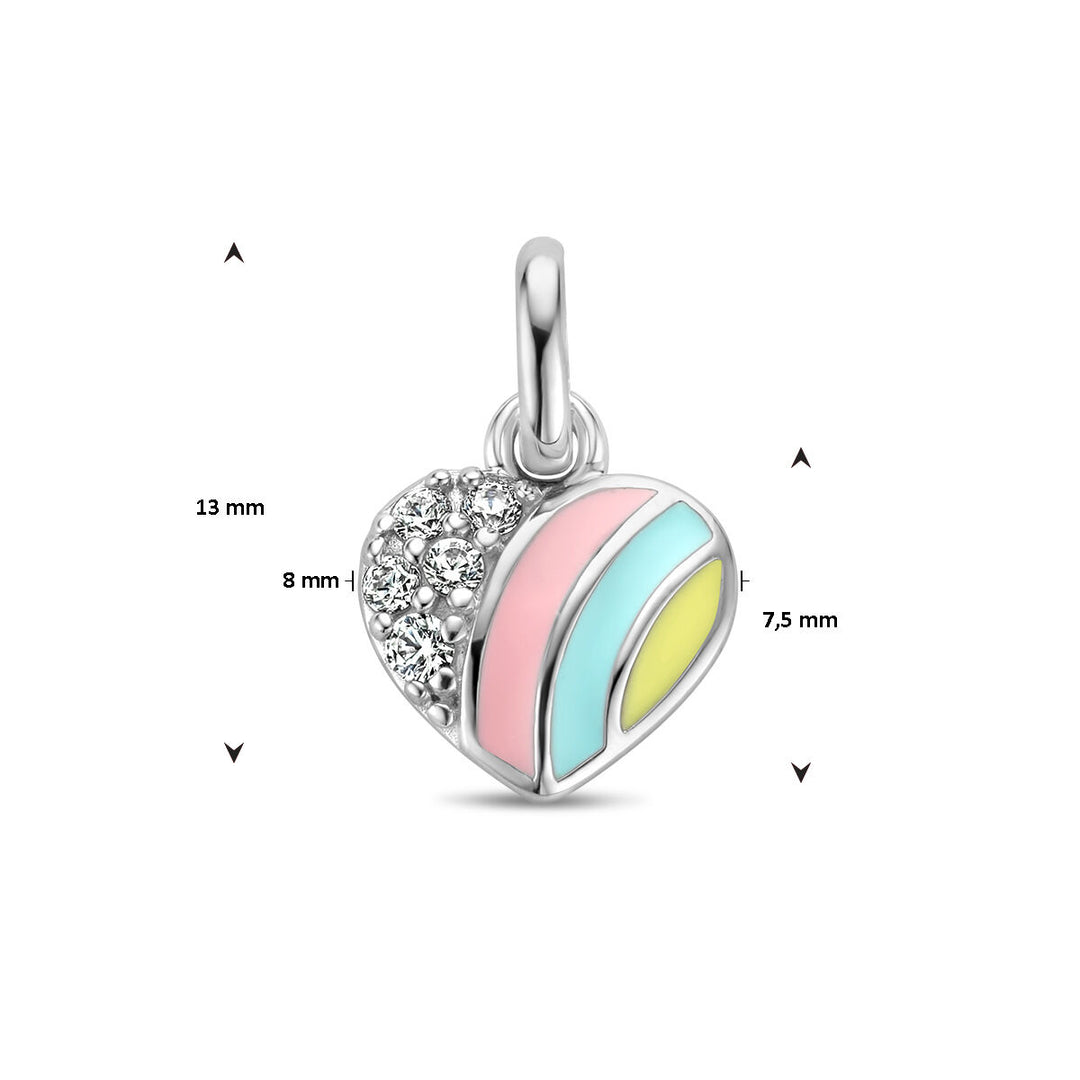 Anhänger Herz und Zirkonia Silber rhodiniert 