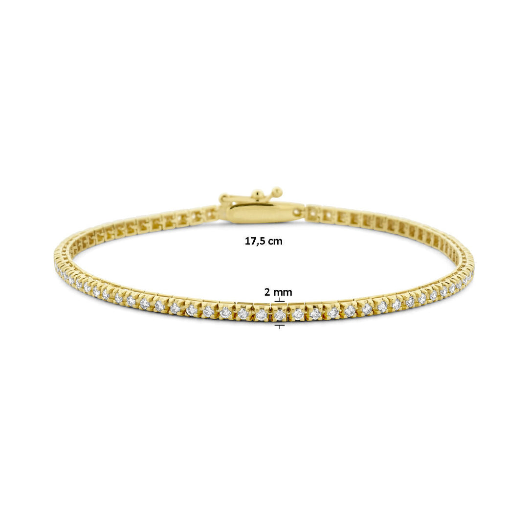 Tennisarmband Diamant 1,00 ct H SI 2,0 mm 17,5 cm 14K Gelbgold