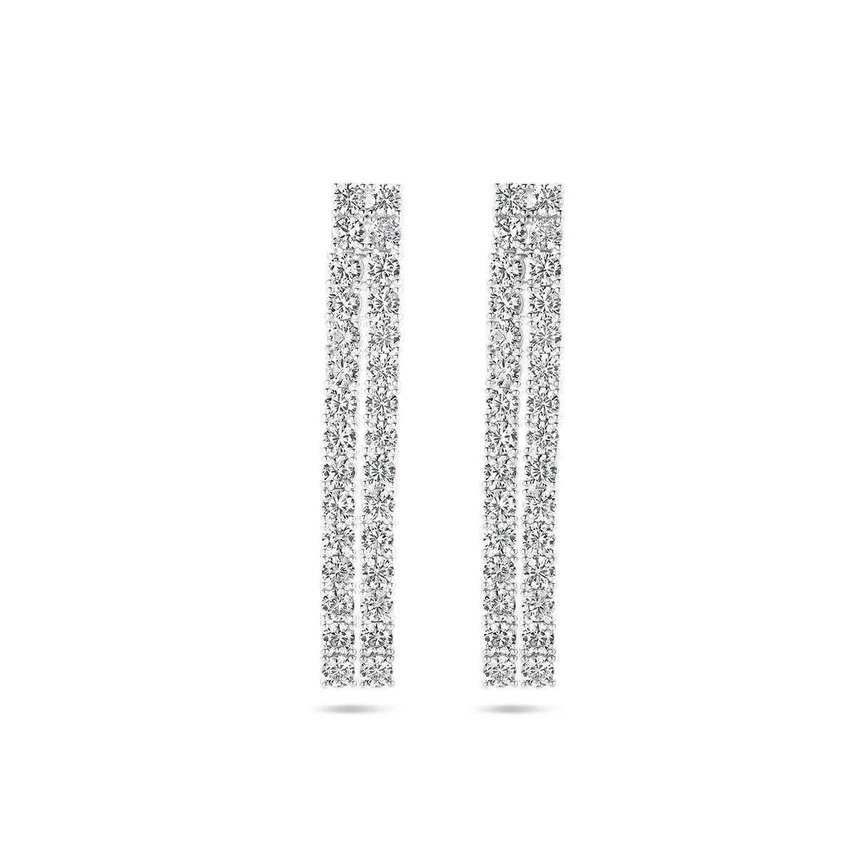 Ohrhänger aus rhodiniertem Silber mit Zirkonia-Steinen in länglicher Form