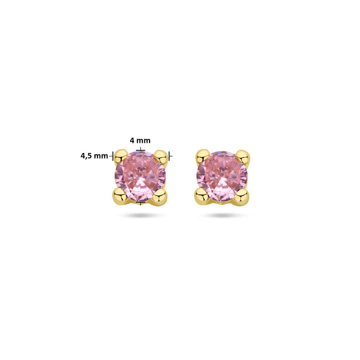 Ohrstecker rosa Zirkonia 14K Gelbgold