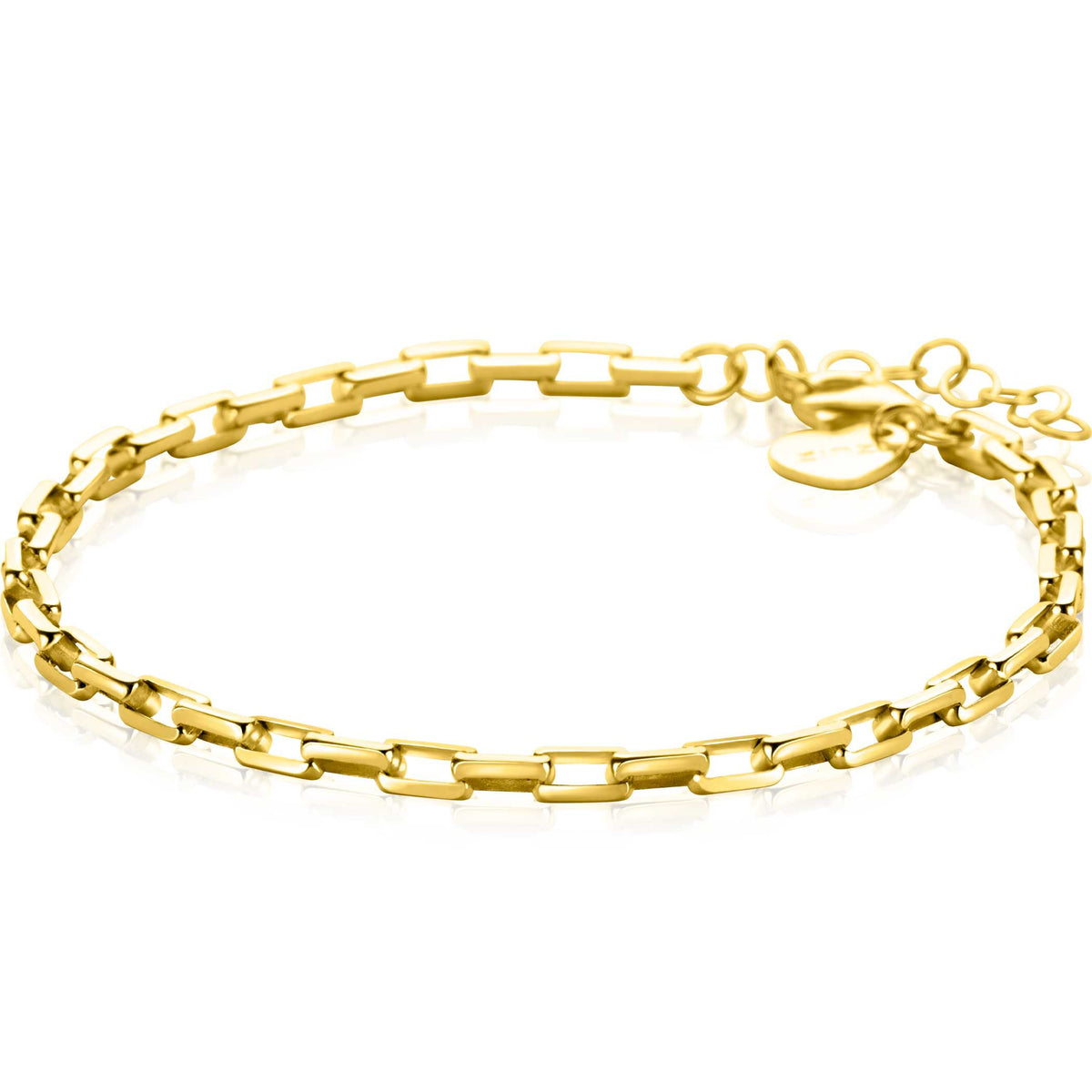 Armband aus vergoldetem Silber mit rechteckigen Gliedern und Karabinerverschluss