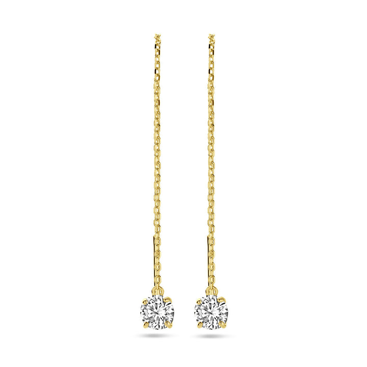 Durchsteckohrringe Zirkonia 14K Gelbgold