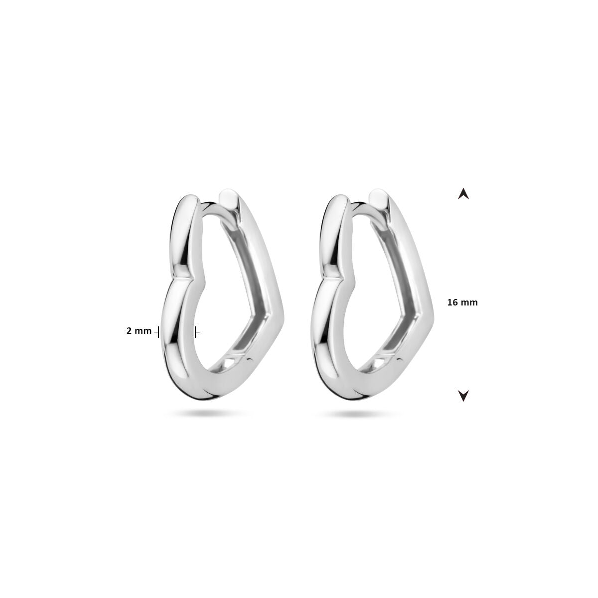 Klappcreolen Herz 16 mm Silber rhodiniert
