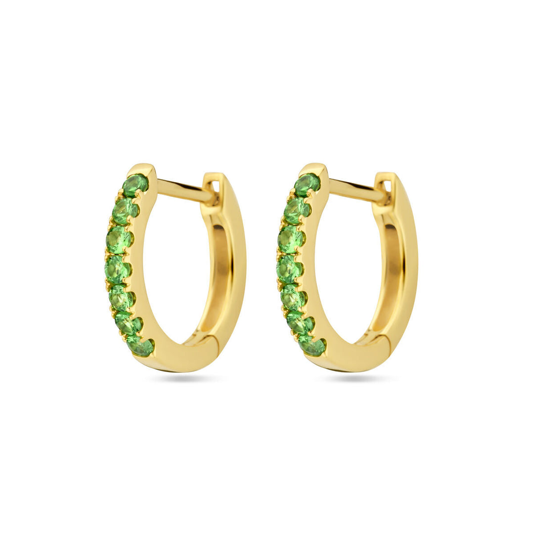 Klappohrringe Tsavorit 12 mm 14K Gelbgold