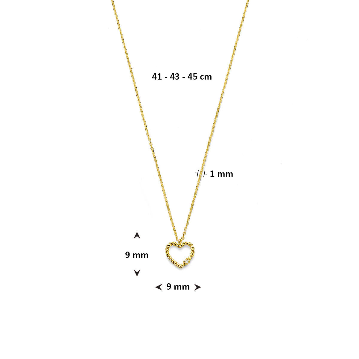 14k Gelbgoldcollier mit Herzchen und Diamant