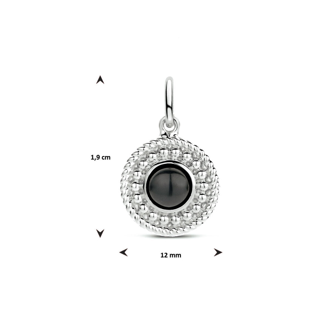 Anhänger rund Onyx Silber rhodiniert