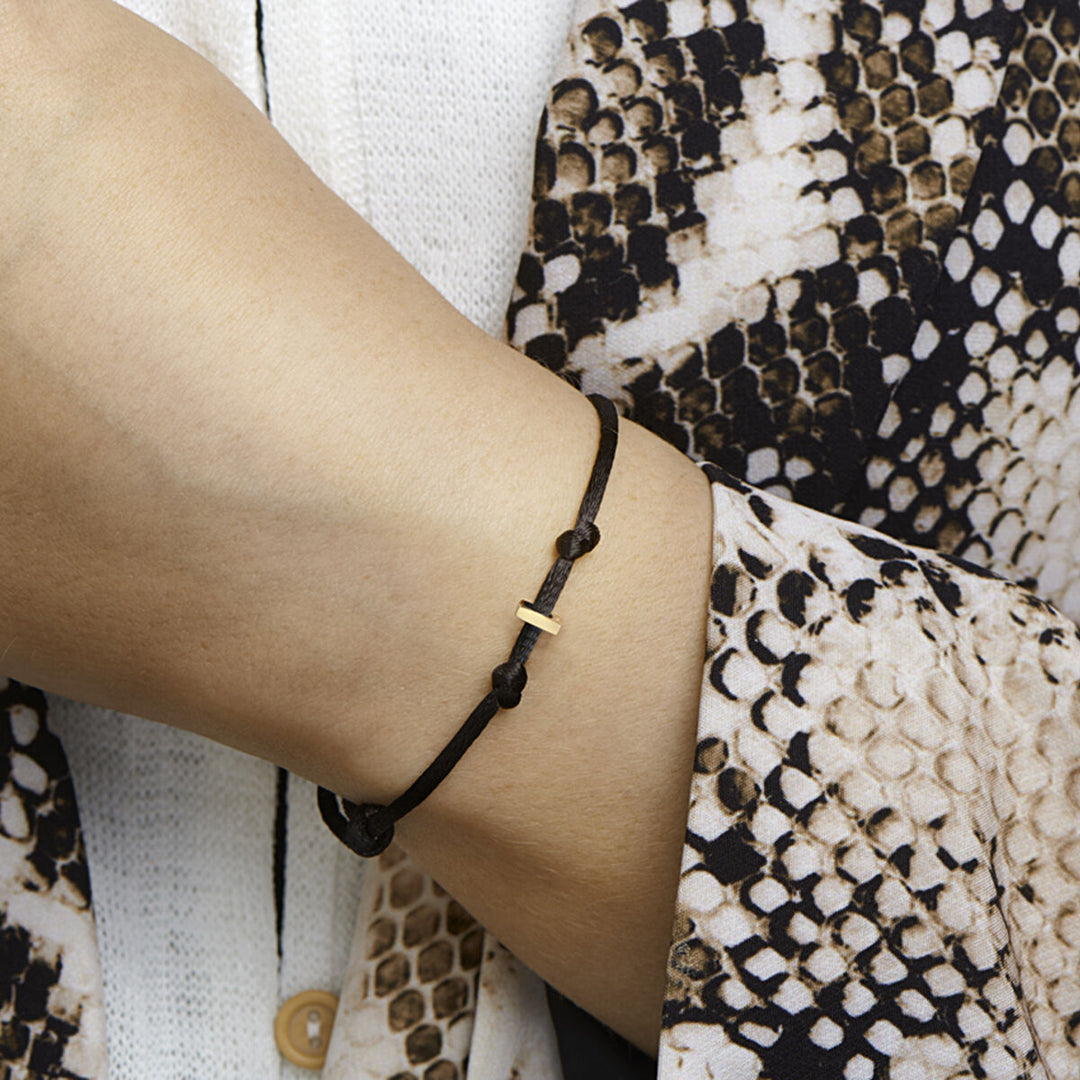 armband satijn letter 14K goud met rubber/nylon/leer