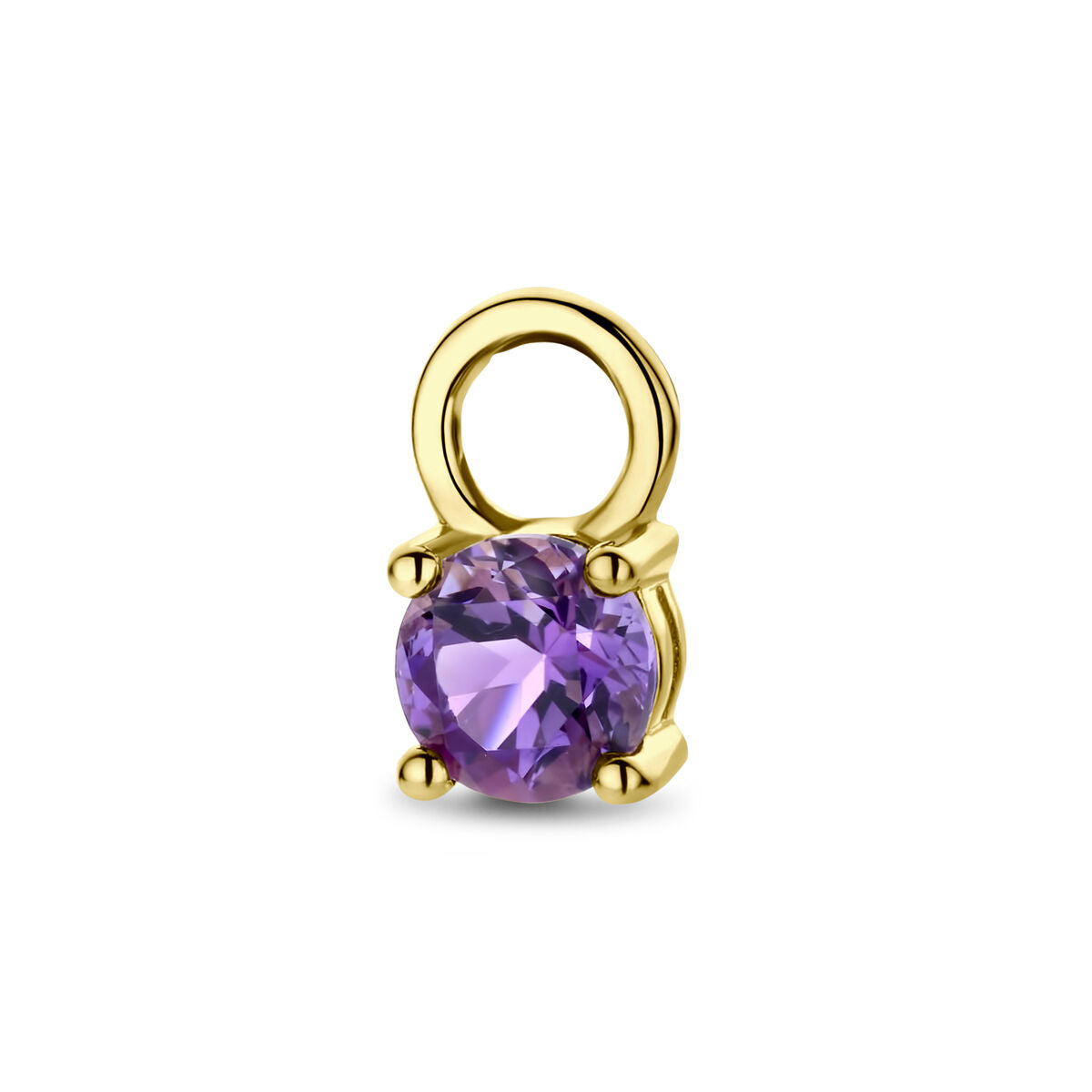 Ohrhänger aus 14K Gelbgold mit rundem Amethyst in lila Farbe