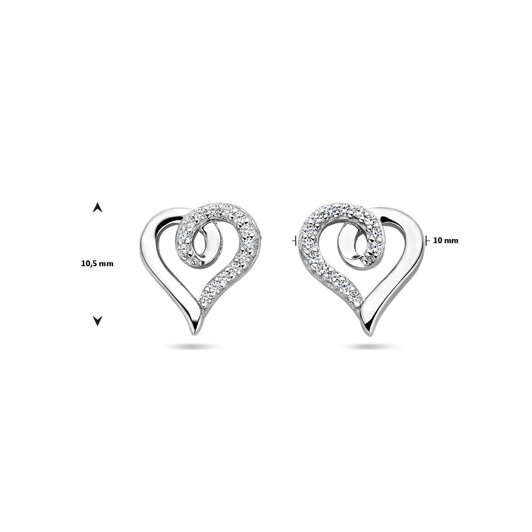 Ohrstecker Herz und Zirkonia Silber rhodiniert