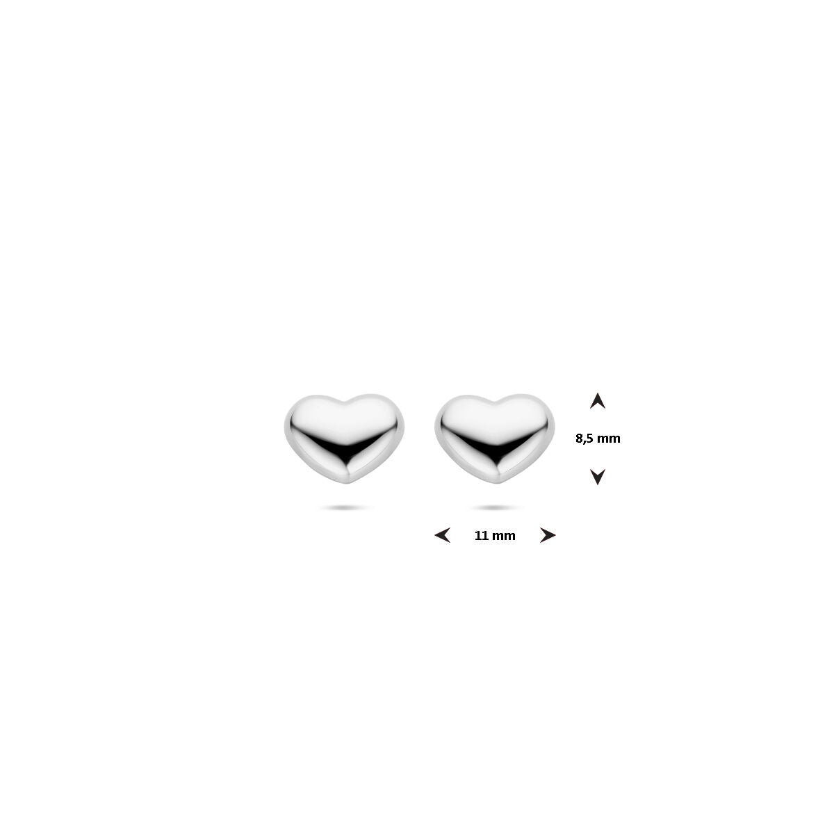 Ohrstecker Herz 8,5 mm Silber rhodiniert