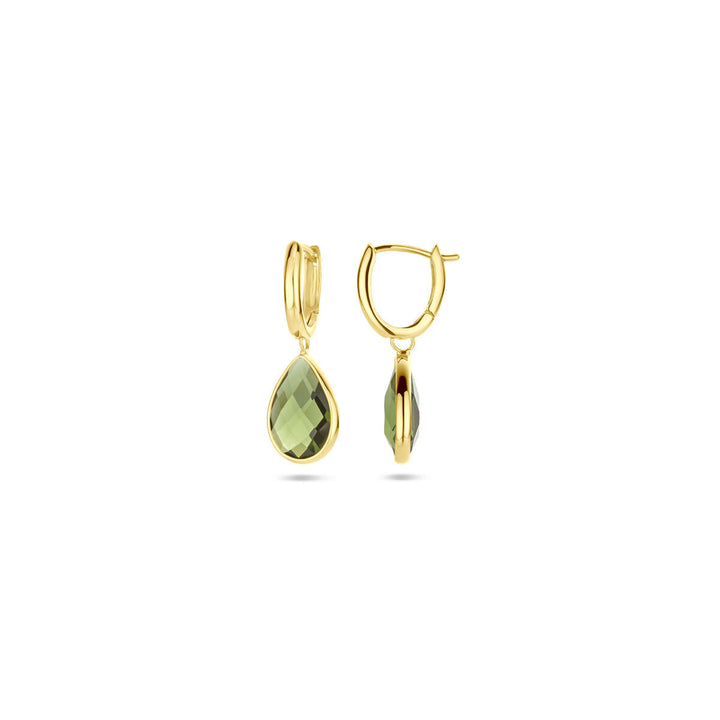 Klappcreolen grün Quarz 26 mm 18K Gelbgold