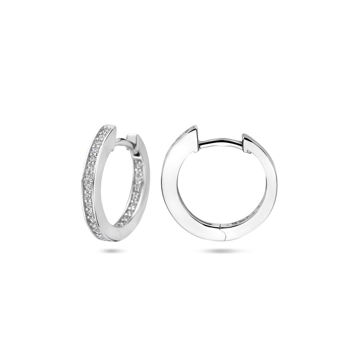 Klappcreolen Zirkonia 2 mm Rohr Silber rhodiniert