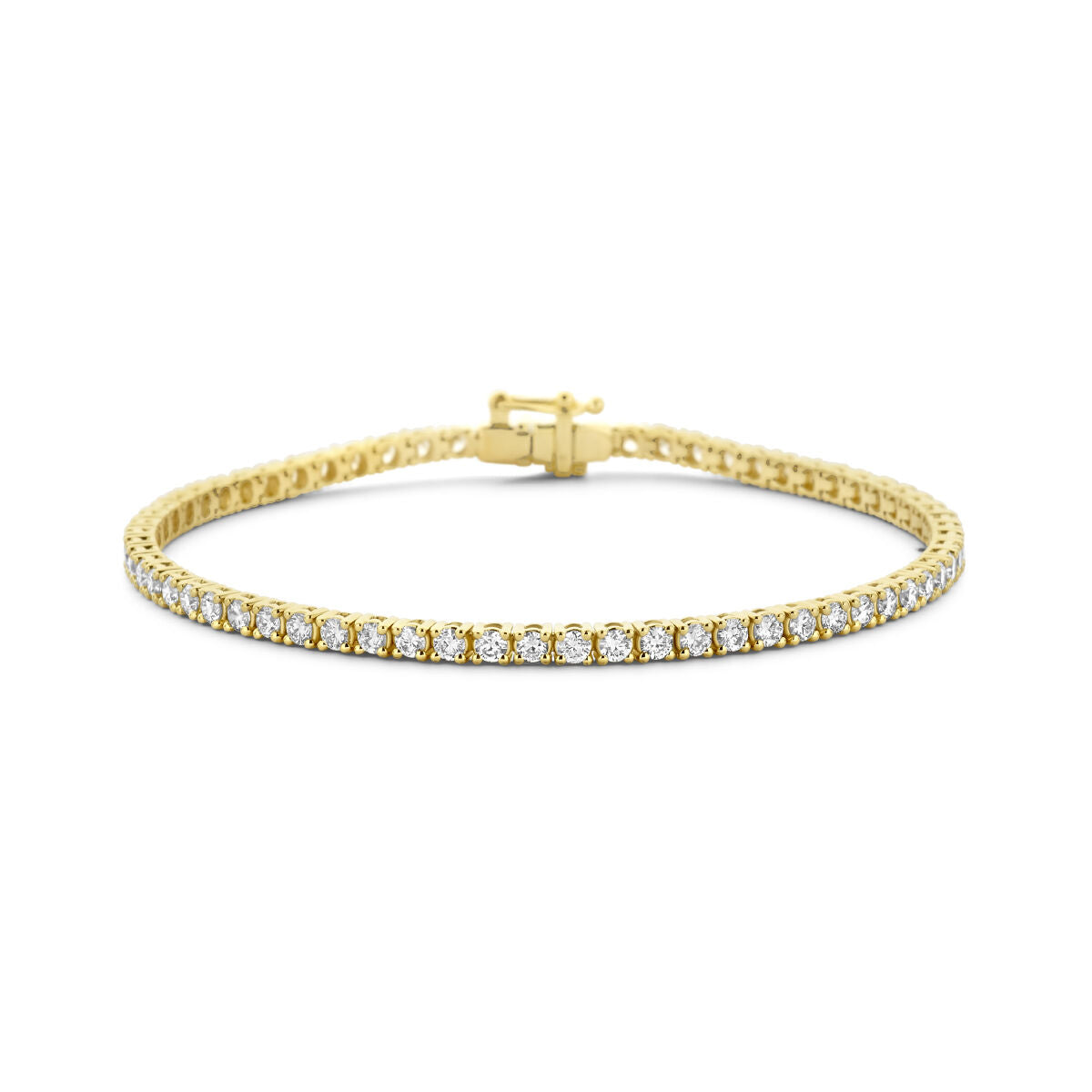 Tennisarmband aus 14K Gelbgold mit 3,00 ct lab-grown Diamanten und 2,7 mm Breite, 17,5 cm lang