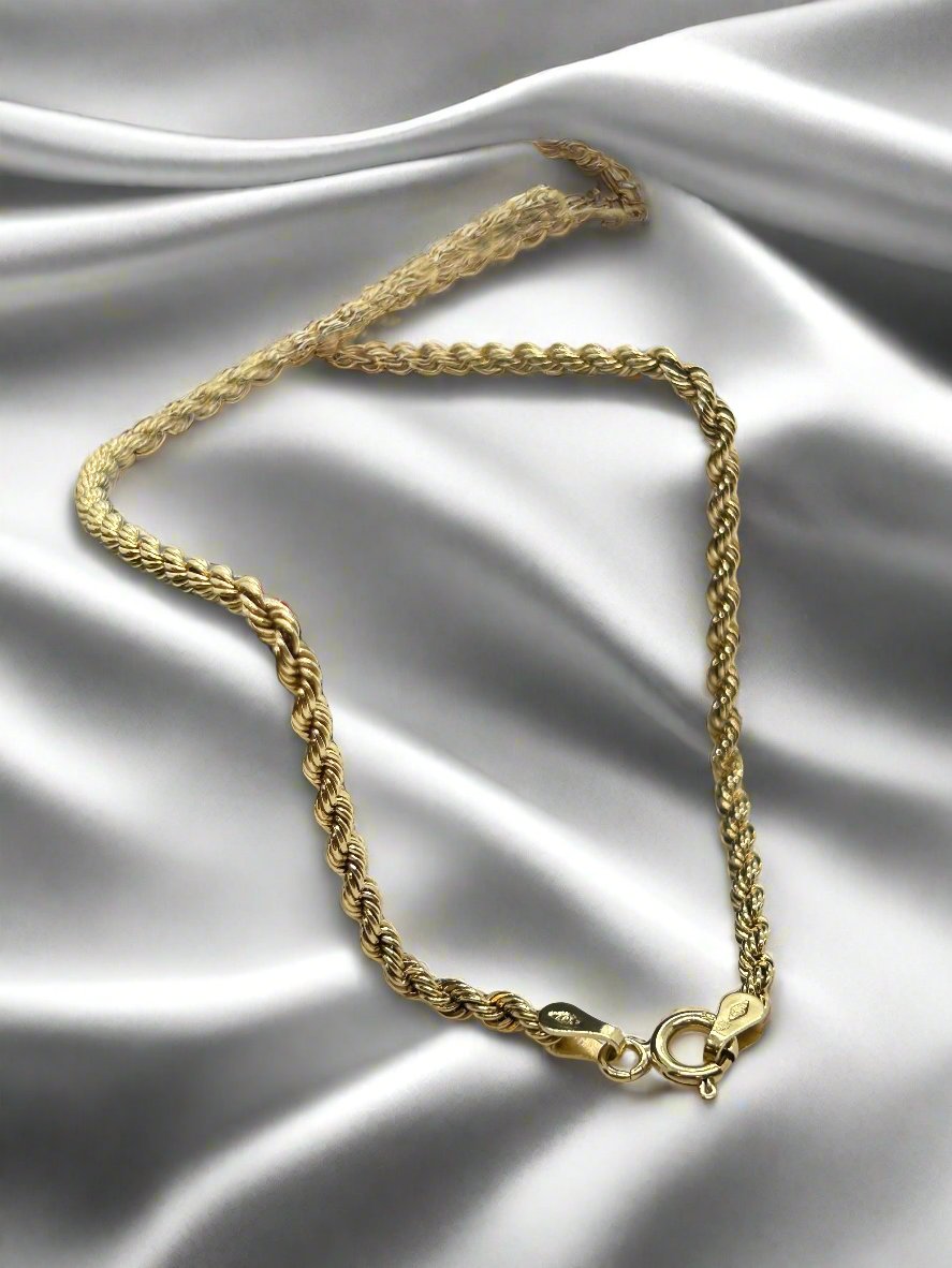 Vintage Collier aus 14K Gold mit geflochtenem Design und Karabinerverschluss, 46 cm lang