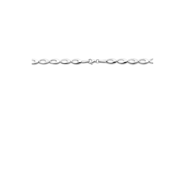 Een slanke 7,0 mm, 45 cm gepolijst/mat gerhodineerd zilveren collier van Van der Kooij Collectie is afgebeeld op een effen witte achtergrond - ideaal voor wie van verfijnde elegantie houdt.