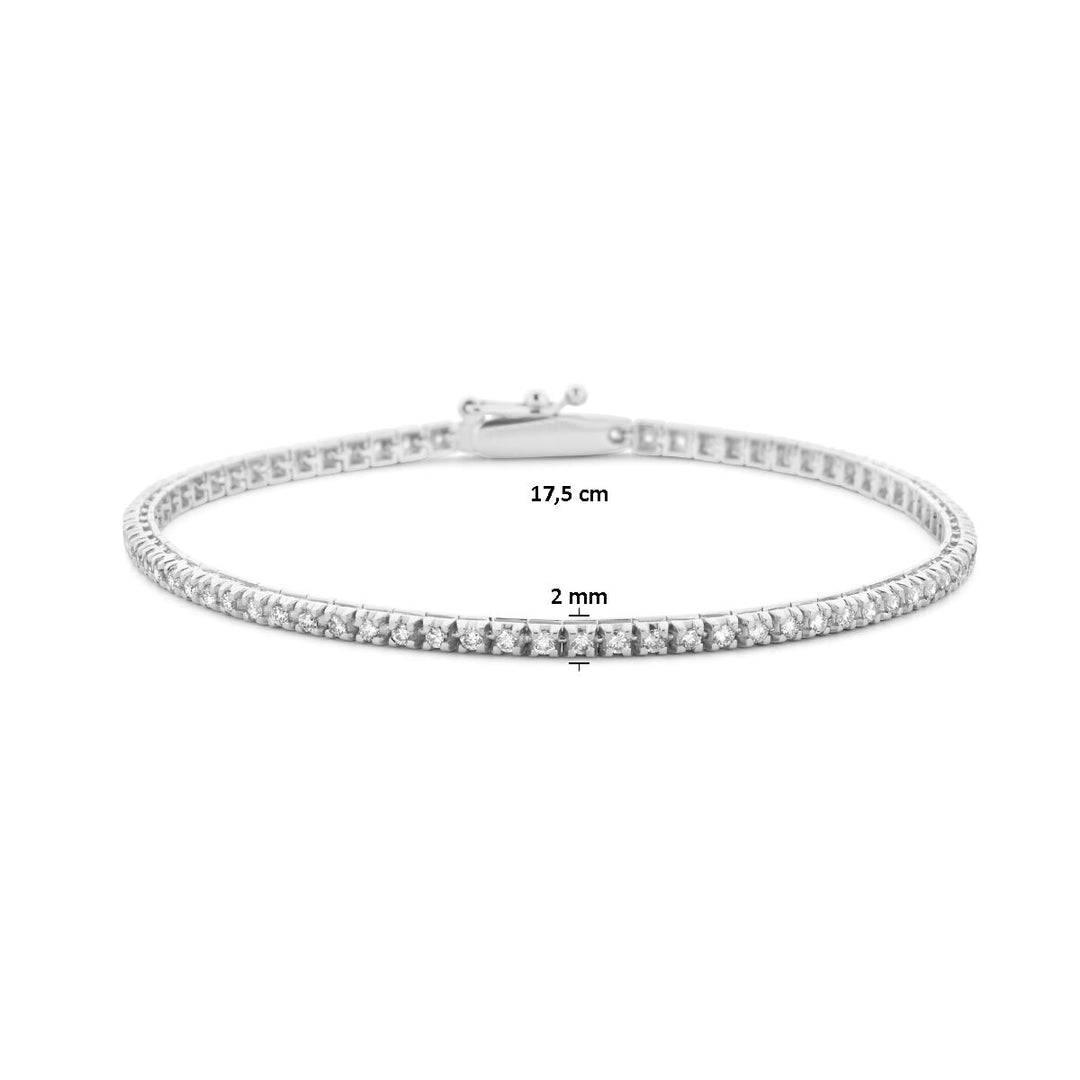 Tennisarmband Diamant 1,00 ct H SI 2,0 mm 17,5 cm 14K Weißgold