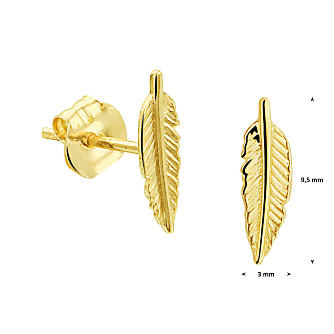 Ohrstecker Feder 14K Gelbgold