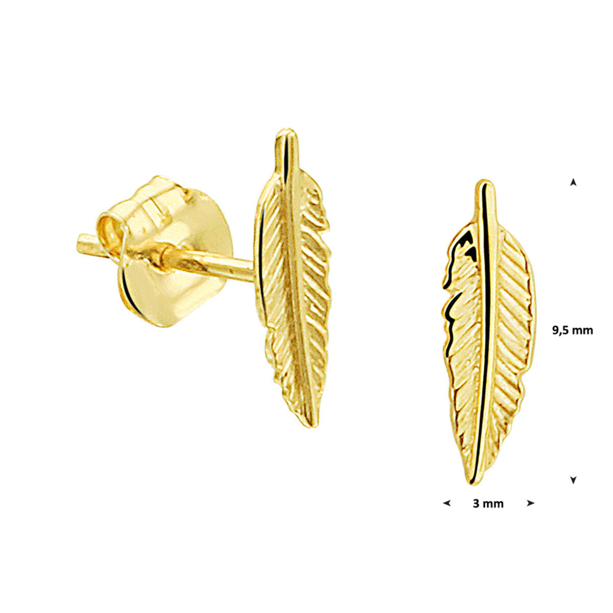 Ohrstecker Feder 14K Gelbgold
