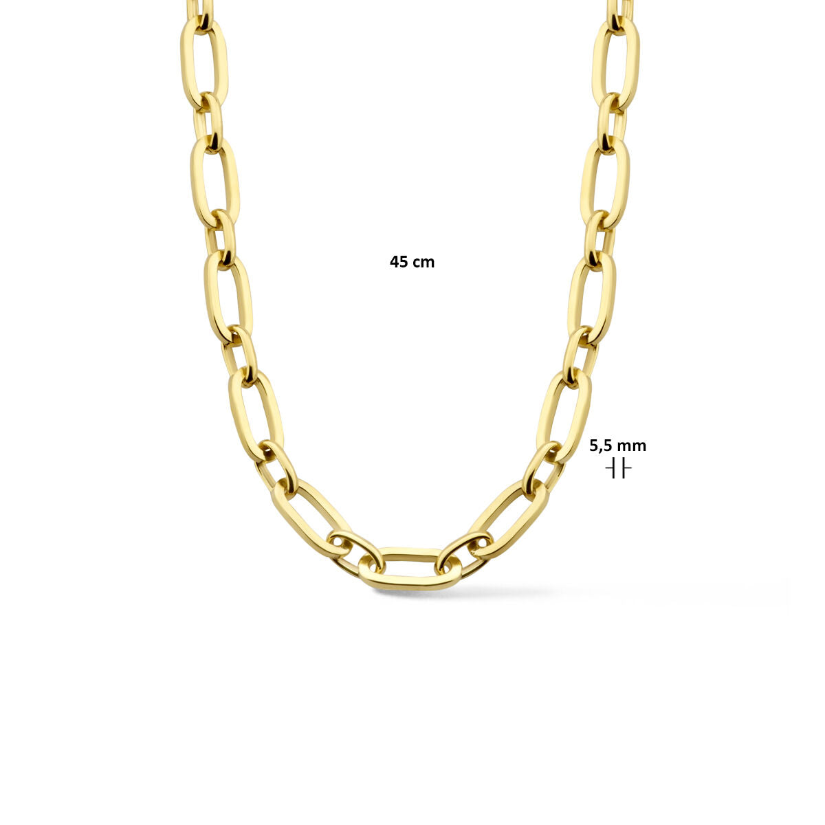 Halskette Anker 5,5 mm 45 cm Zilgold (Gelbgold mit Silberkern)