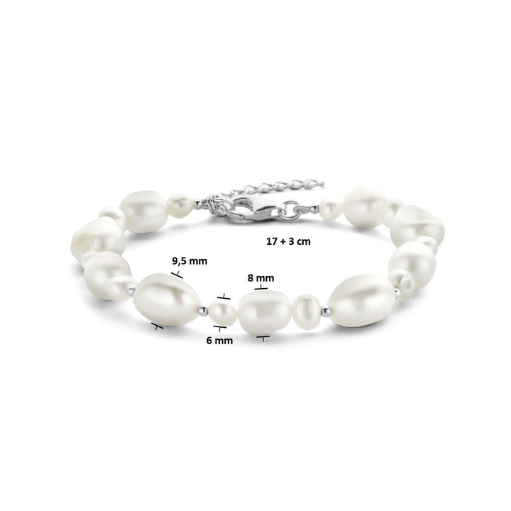 Silberarmband Damen Perlen rhodiniert