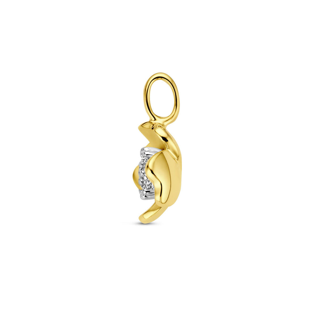 Anhänger Blume und Diamant 0,11 ct h si 14K Bicolor-Gold gelb/weiß