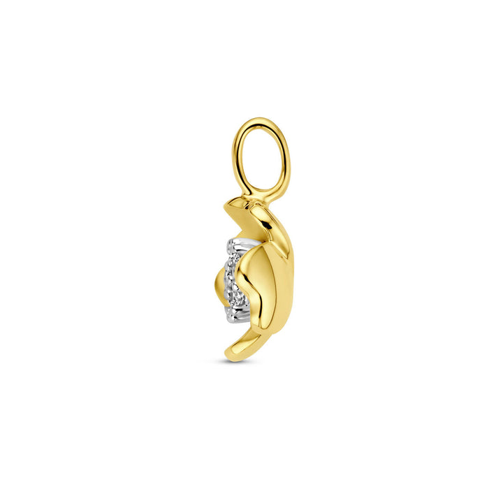 Anhänger Blume und Diamant 0,11 ct h si 14K Bicolor-Gold gelb/weiß