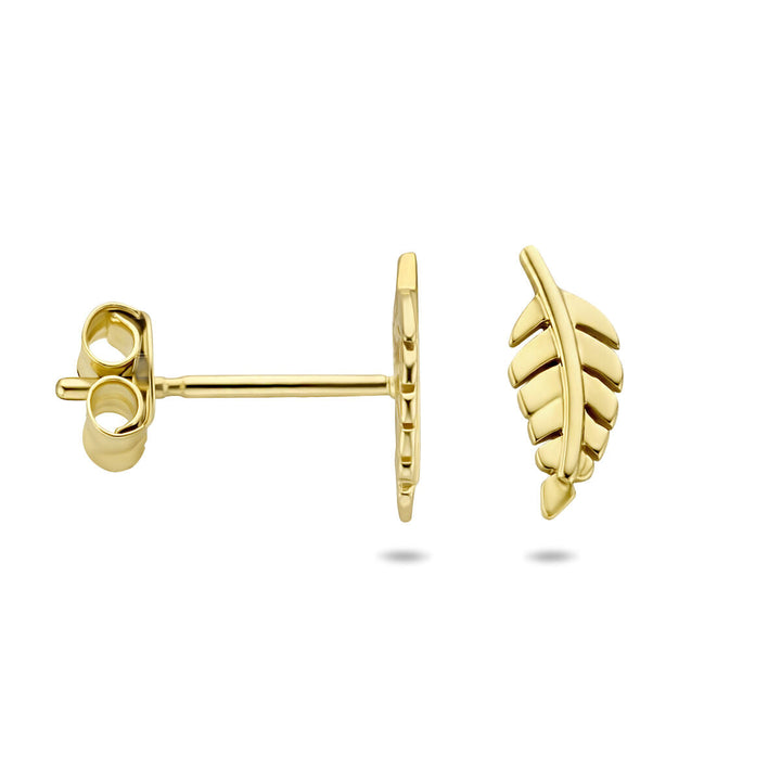 Ohrstecker Feder 14K Gelbgold
