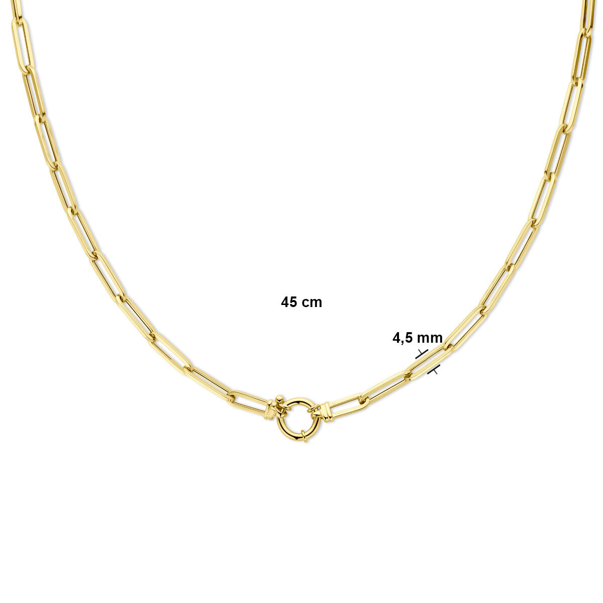 Gold Damenkette Büroklammer Vierkantrohr mit großem Federverschluss 14K