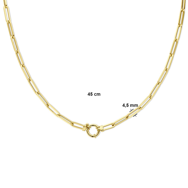 Gold Damenkette Büroklammer Vierkantrohr mit großem Federverschluss 14K