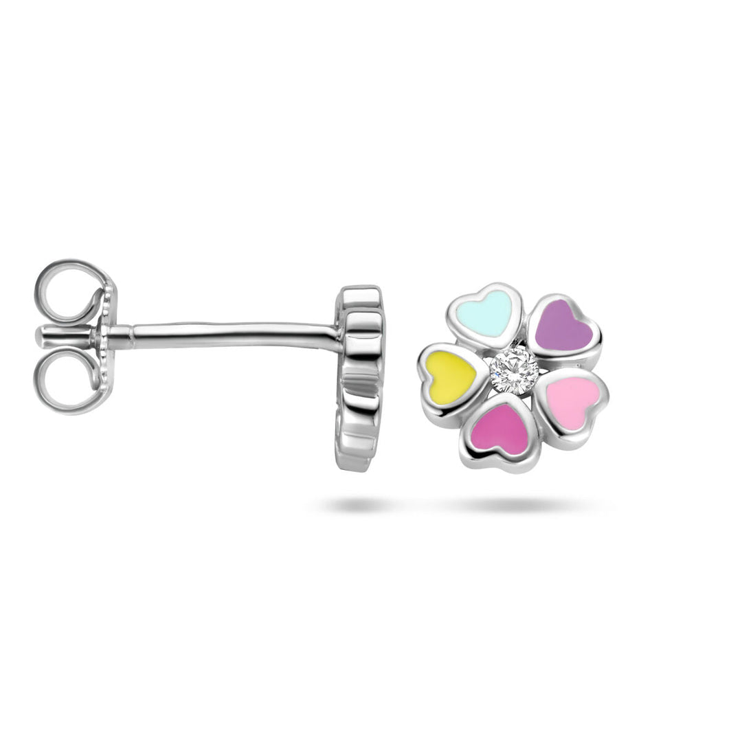 Ohrstecker Blume Zirkonia Silber rhodiniert